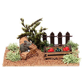 Żywność w miniaturze szopka: Ogród warzywny z myszką, szopka 10-12 cm, żywica 5x10 cm Żywność w miniaturze szopka: Ogród warzywny z myszką, szopka 10-12 cm, żywica 5x10 cm