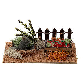 Miniature garden with mouse nativity 10-12 cm resin 5x10 cm