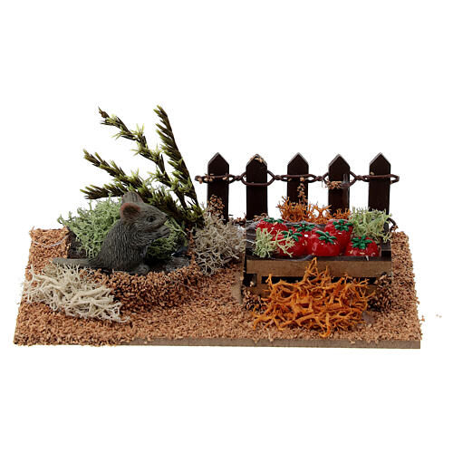 Miniature garden with mouse nativity 10-12 cm resin 5x10 cm 1