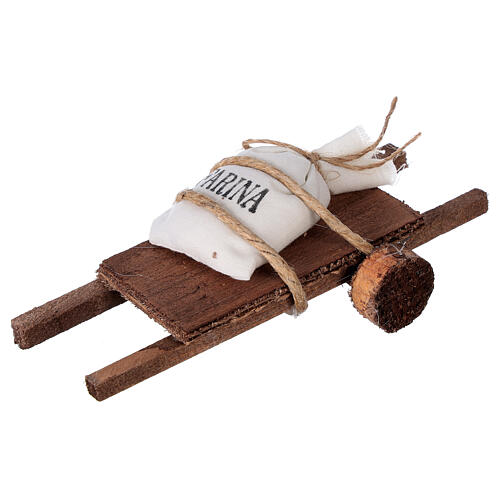 Carrinho com saco farinha 5x15x5 cm para presépio com figuras de 8-10 cm de altura média 2
