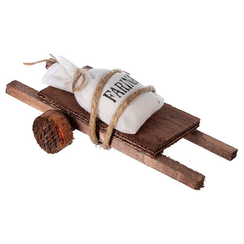 Carrinho com saco farinha 5x15x5 cm para presépio com figuras de 8-10 cm de altura média 3