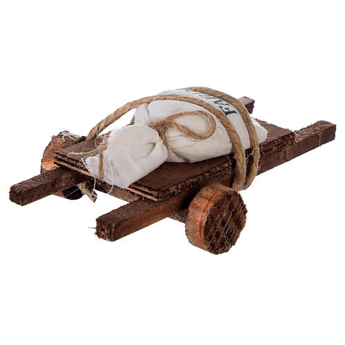 Carrinho com saco farinha 5x15x5 cm para presépio com figuras de 8-10 cm de altura média 4