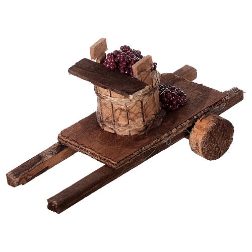 Miniature cart with basket of grapes 5x15x5 cm for nativity 8-10 cm 2