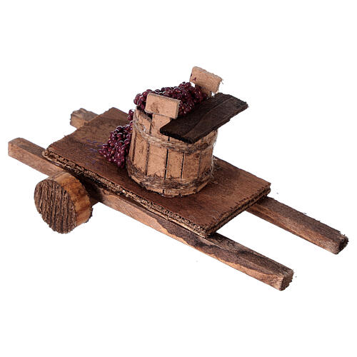 Miniature cart with basket of grapes 5x15x5 cm for nativity 8-10 cm 3