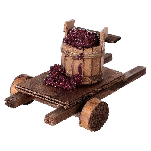 Miniature cart with basket of grapes 5x15x5 cm for nativity 8-10 cm 4