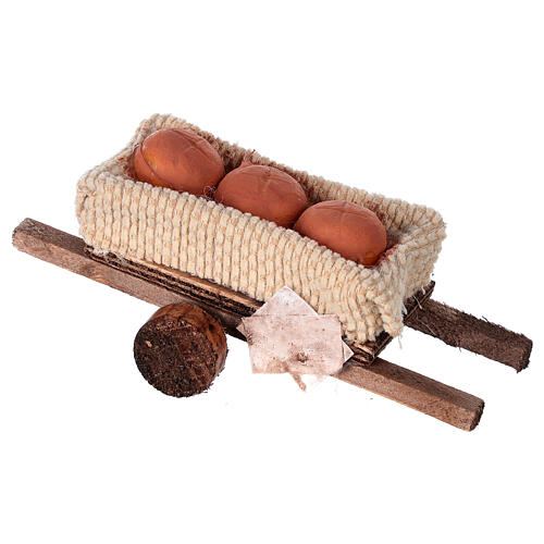 Cart figurine with bread loaves 5x15x5 cm nativity 8-10 cm 3
