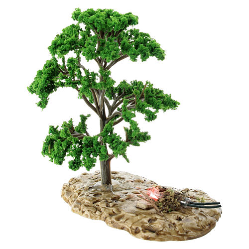 Árvore com luz efeito chama miniatura para presépio Moranduzzo com figuras altura média 10-12 cm 3