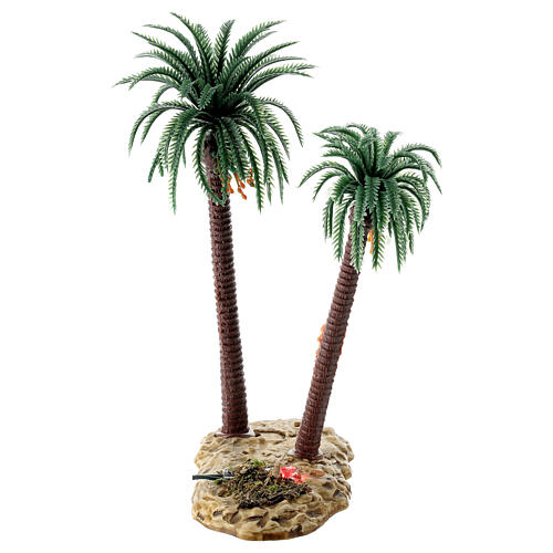 Palme con lampada effetto fiamma presepe Moranduzzo 10-12 cm 1