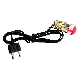 Casquilho E10 3,5 V com ficha e lâmpada vermelha