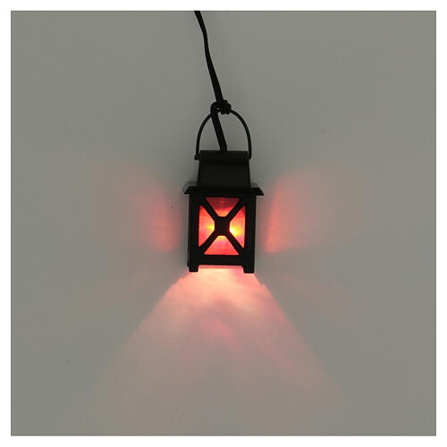 Lanterna de luz vermelha em miniatura baixa tensão para presépio com figuras altura média 8-10 cm 2