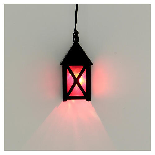 Miniature lantern with red light DIY nativity 10 cm 2