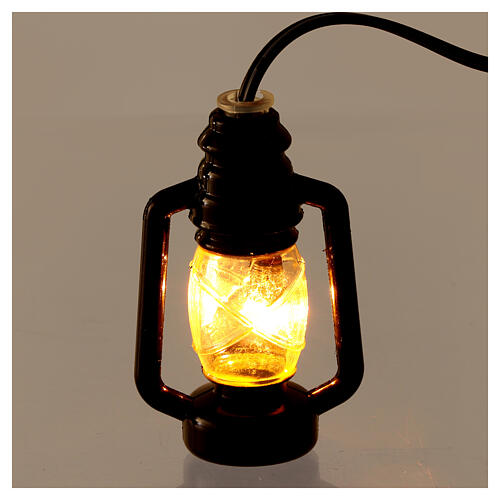 Lanterna de luz branca em miniatura estilo antigo 4 cm 3,5 V para presépio com figuras altura média 8-10 cm 2