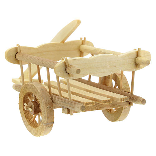 Wagen für 12 cm Krippen helles Holz mit Zugstück 10x15x10 cm 4
