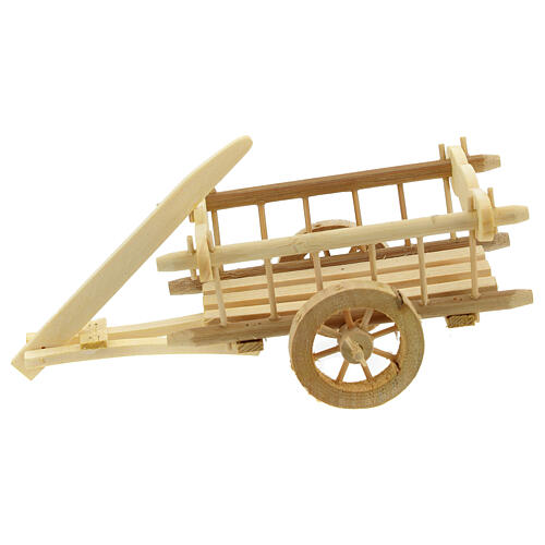 Clear wood cart with hook 10x15x10 cm for Nativity Scene with 12 cm figurines 1