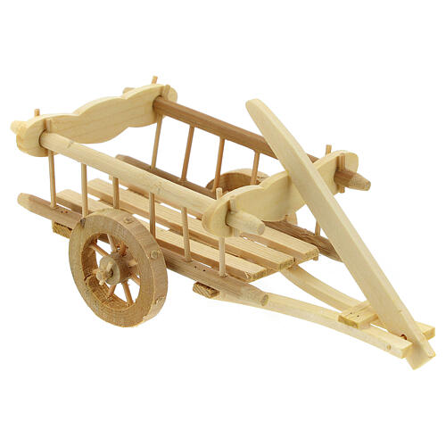  Miniature nativity cart 12 cm light wood with towing attachment 10x15x10 cm 2