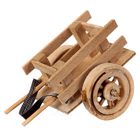 Mini cart nativity 10 cm with towing dark wood 5x10x5 cm