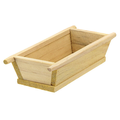Caixa de pão miniatura madeira clara para presépio com figuras altura média 12 cm, medidas: 5,5x12x3 cm 3