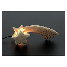 Estrela de Natal de madeira com luz branca, 9x3,5x2 cm