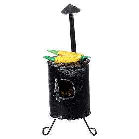 Metal stove with corncobs for Nativity Scene of 12 cm