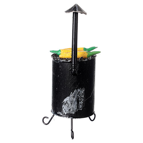 Metal stove with corncobs for Nativity Scene of 12 cm 4