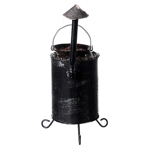Metal stove with chestnuts for Nativity Scene of 12 cm 4
