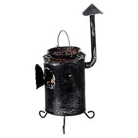 Metal stove with roasted chestnuts 12 cm nativity