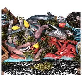 Großer Fisch-Verkaufsstand, geeignet für eine 15 cm Krippe, kunsthandwerklich gefertigt