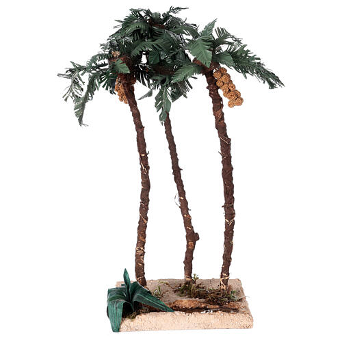 Triple palm tree with oasis for Nativity Scene h 30 cm 1