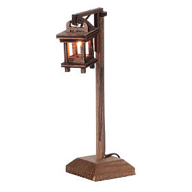 Lamppost with wood lantern for Nativity Scene of 8 cm 15x5x5 cm