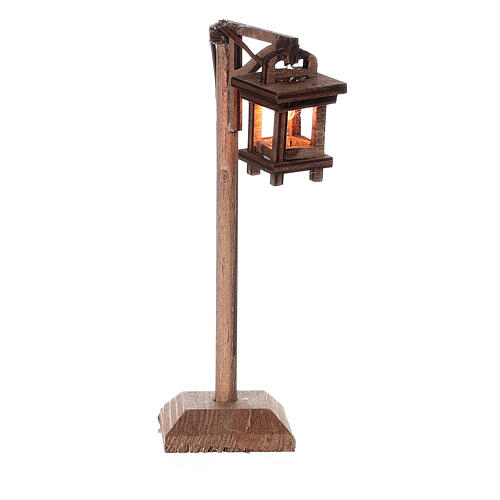 Lamppost with wood lantern for Nativity Scene of 8 cm 15x5x5 cm 2