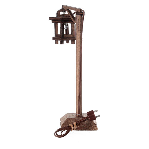 Lamppost with wood lantern for Nativity Scene of 8 cm 15x5x5 cm 4