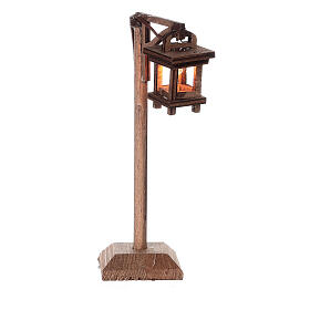 Lampion z latarenką drewno 15,5x5 cm, szopka 8 cm