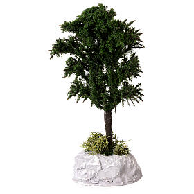 Miniature green tree with plaster base nativity 8/10 cm