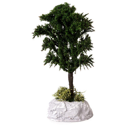 Miniature green tree with plaster base nativity 8/10 cm 2