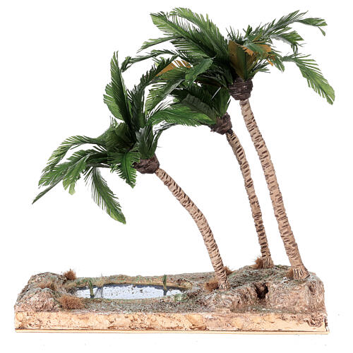 Palma triple con oasis para belén napolitano de 8-10 cm altura real 38 cm 5