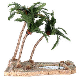 Palmier triple avec oasis pour crèche napolitaine de 8-10 cm hauteur réelle 38 cm