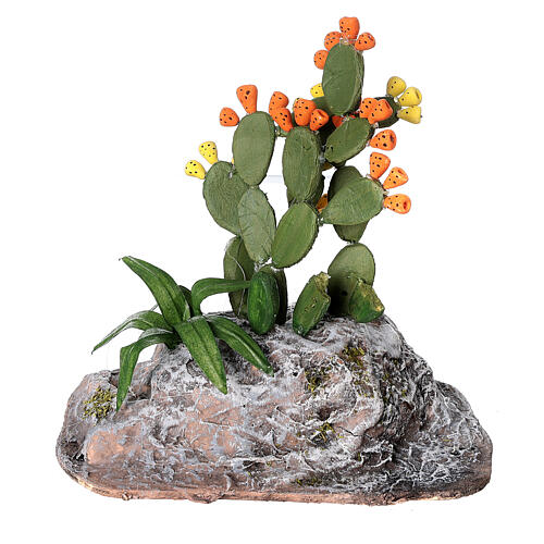 Cactus sur rocher 15x15 cm pour crèche napolitaine de 6-8 cm 1