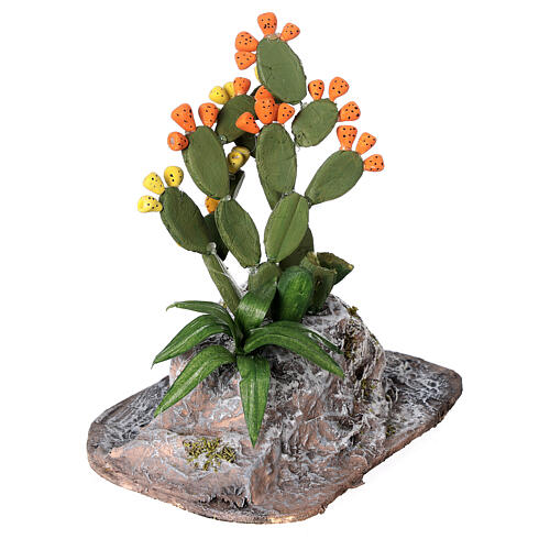 Cactus sur rocher 15x15 cm pour crèche napolitaine de 6-8 cm 3