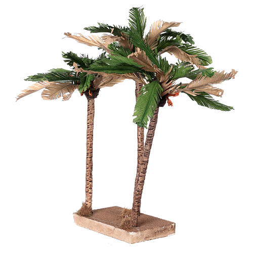 Palmen, 3er Gruppe auf einer Basis, Krippenzubehör, neapolitanischer Stil, für 8-10 cm Krippe, 35 cm 2