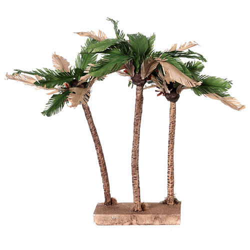 Palmen, 3er Gruppe auf einer Basis, Krippenzubehör, neapolitanischer Stil, für 8-10 cm Krippe, 35 cm 4
