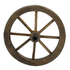 Krippenrad aus dunklem Holz 12 cm Durchmesser, 7 cm