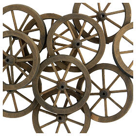 Dark wood wheel for Nativity Scene with characters of 12 cm, 7 cm diameter
