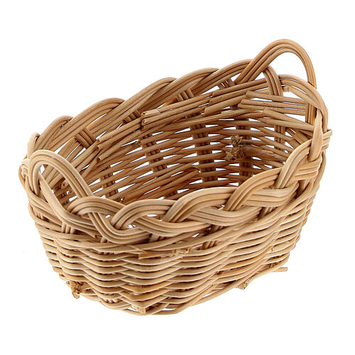 Oval wicker basket of 5x4x3 cm for DIY Nativity Scene with 16 cm characters 3