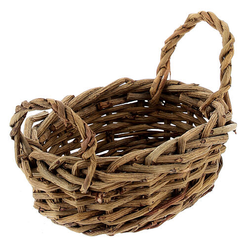 Oval wicker basket with handles, 10x7x4 cm, DIY Nativity Scene with 20 cm characters 3