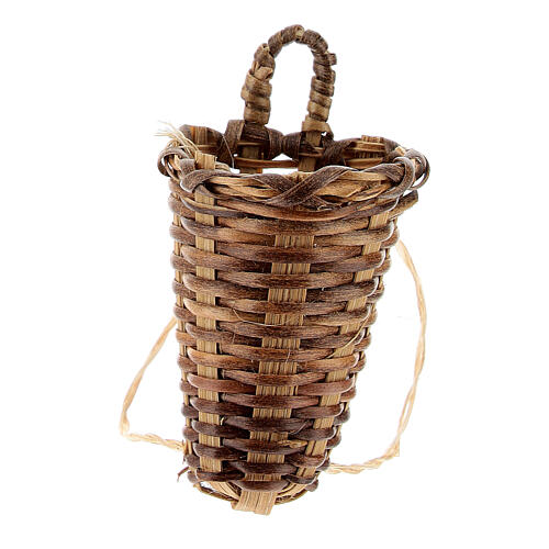 Conical wicker basket to carry on the back for DIY Nativity Scene with 12 cm characters 1