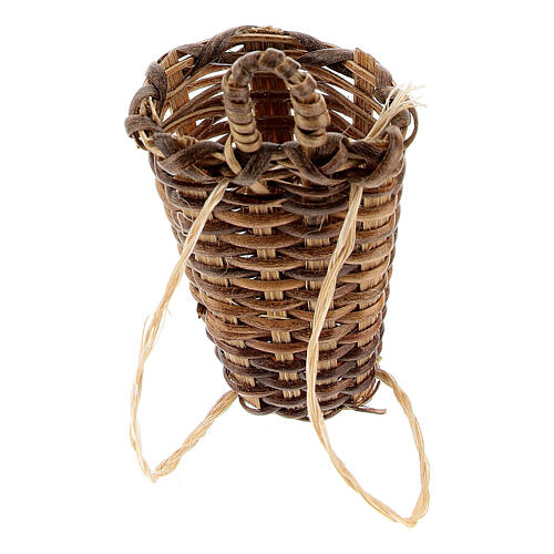 Conical wicker basket to carry on the back for DIY Nativity Scene with 12 cm characters 3