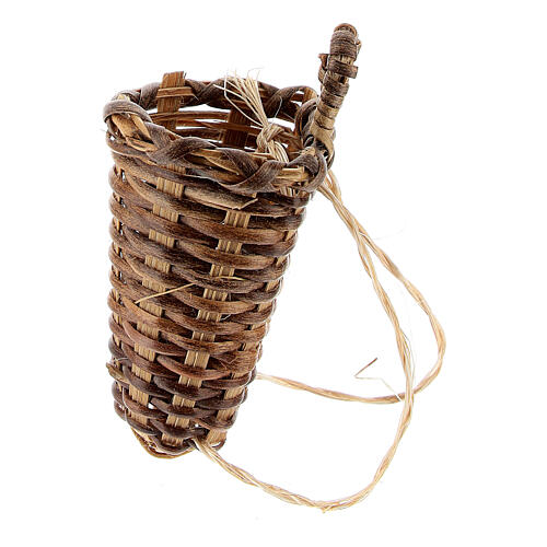 Conical wicker basket to carry on the back for DIY Nativity Scene with 12 cm characters 4
