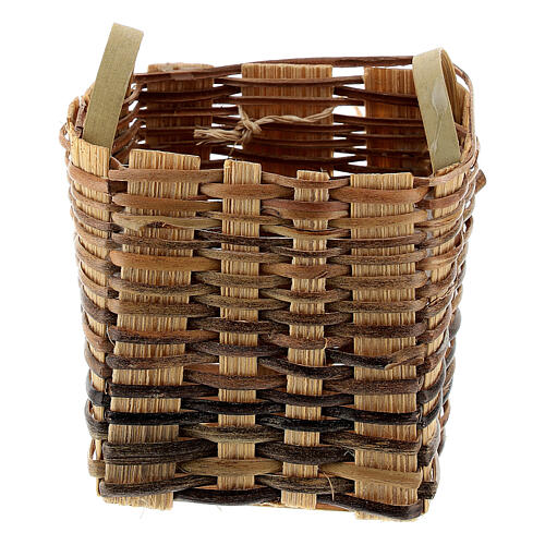 Square wicker basket with handles, 5x5x6 cm, for DIY Nativity Scene with 16 cm characters 1