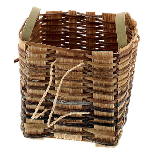 Square wicker basket with handles, 5x5x6 cm, for DIY Nativity Scene with 16 cm characters 4