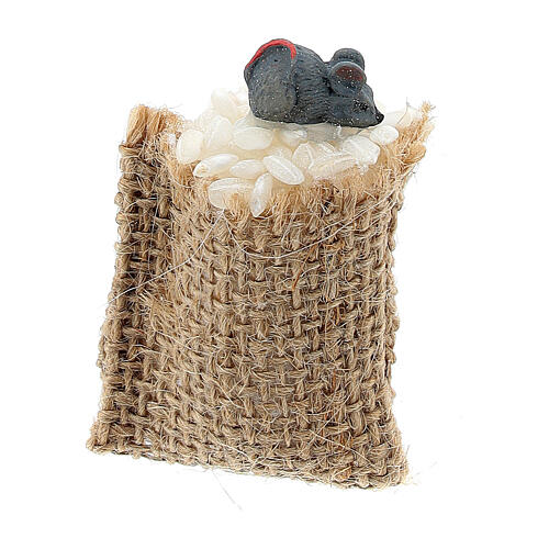 Bag of cereals with a mouse for Nativity Scene of 10 cm 1